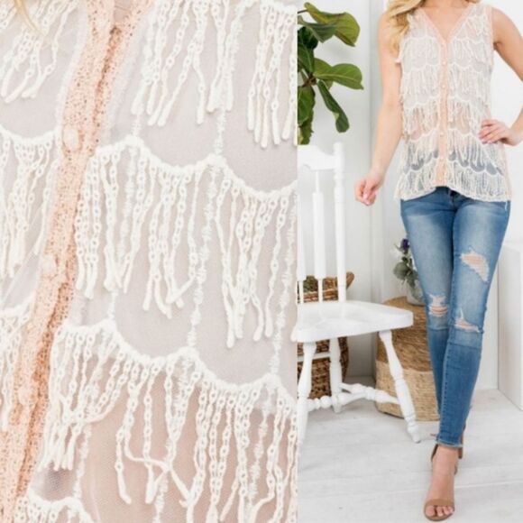 Handmade Crochet Fringe Sleeveless Top‎ - Picture 4 of 16